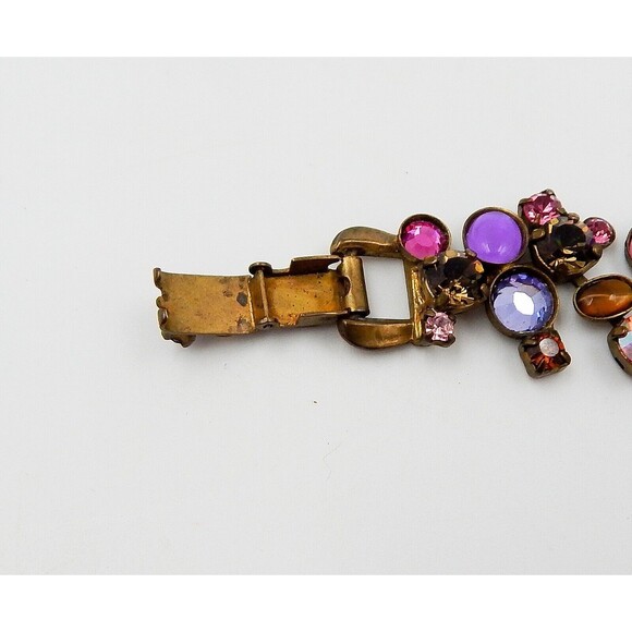 Sorrelli Multi Crystal Pink Shades Colored Stones Bracelet Antiqued Brass Tone - Picture 5 of 11